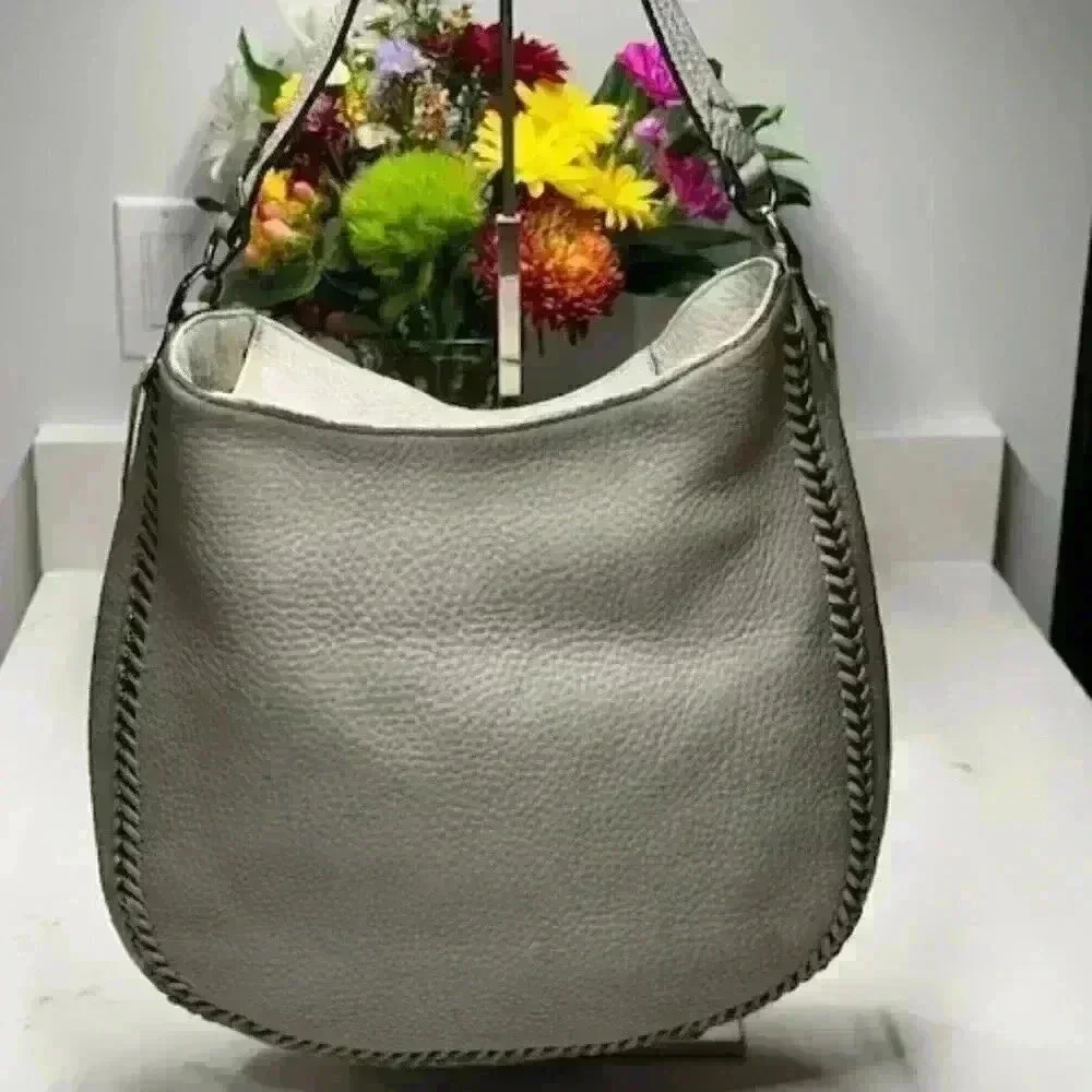 Rebecca Minkoff Gray Pebbled Leather Shoulder Hobo Bag - Picture 2 of 13